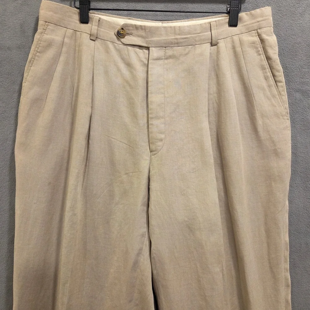 Joseph Laughter Clothier Pleated Linen Trousers Pants Men‎ Size 36x33 Old Money
